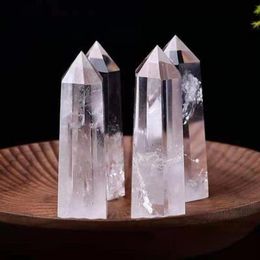Raw White Crystal Tower Arts Ornament Mineral Healing wands Reiki Natural six-sided Energy stone Ability quartz pillars Jegbe