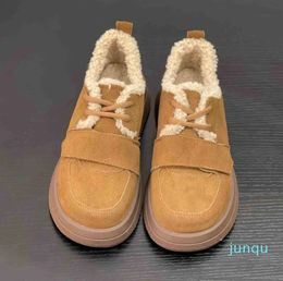 Leather Retro Plush Warm Snow Boots and Cotton Shoes