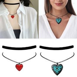 Pendant Necklaces Punk Style Glowing Crystal Love Hearts Necklace For Women Party Jewelry 3XUA