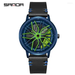 Wristwatches Sanda Trend Fashion Cool Wheel Watch Personalised Men's Waterproof 1107 Belt Quartz