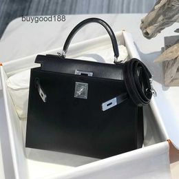 Akilyle Designer Luxury Bag Shiny Box Calf Leather Black High End Hand Sewn Honey Wax Thread Order Women's Bag