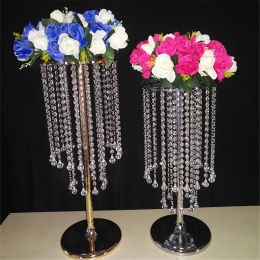 Acrylic Crystal Flower Rack Two Ties Wedding Centerpiece / Exquisite Table Flower Road Lead With Pendant Party For Home Decor