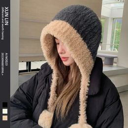 Beanie/Skull Caps Winter Hats For Women Bomber Hat Beanie Thickened Warm Faux Fur Cold-proof Baggy Cap Bonnet Femme Girls Gift 231205