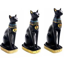 Resin Crafts Exotic Customs Figurine Statue Egyptian Cat Goddess Bastet Statue Home Decoration Gifts Home Vintage Ornaments T20071332Z