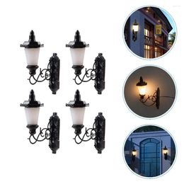 Wall Lamp 4pcs Decorative Mini Model Sand Table Miniature Lights Models