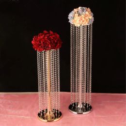 Gold and Silver Acrylic Crystal Wedding Table Centerpiece Flower Road Leads 2 Size 1 lot = 10 pcs