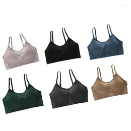 Camisoles Tanks Women Seamless Push Up Bra Ribbed Striped Wire Padded Bralette with Adjustable Straps Solid Color Sp Dhegm