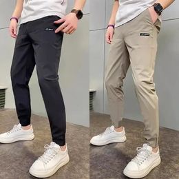 Mens Pants Mens High Stretch Multipocket Skinny Cargo Sweatpants Solid Color Casual Work Outdoor Joggers Trousers 231206