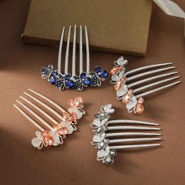 Shiny Crystal Butterfly Five-tooth Hairpin Luxury Insert Comb Temperament Female Casual Wedding Gift Headdress