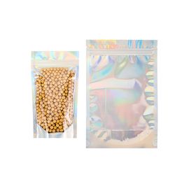 Free Shipping Food Storage Packing Doypack,100pcs Stand Up Translucency Laser Color Aluminum Foil Zipper Bag,Hologram Dried Mushroom Package Candy Chocolate Pouch