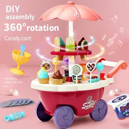 Kitchens Play Food Children s play house toys Candy car cartoon toy Ice cream truck simulation game Cash Register Parent child interaction A variet 231206
