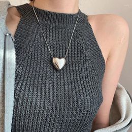 Chains Cute Heart-shaped Necklace Lady's Personality Fashion Love Heart Stainless Steel Pendant Good Sense Party Jewellery Birthday Gift