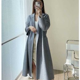 Luxury Coat Maxmaras 101801 Pure Wool Coat Labbro Water Ripple Coat Women's Long Loose Bathrobe Double sided Cashmere Coat Over Knee Coat8CNDDBGQ