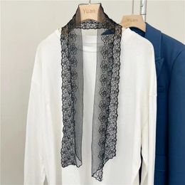 Scarves Black! Lace Hand Knotted Bow Tie Female Ribbon Neckline Decoration Accessories Fashion All-Match