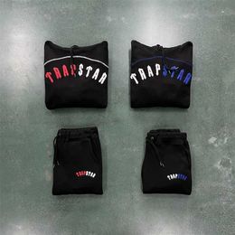 Trapstar trendy Colour matching set new handsome hoodie running high-end loose casual clothing Drill