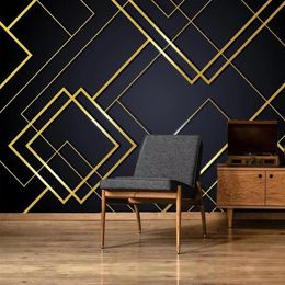 Wallpapers Custom 3D Po Wallpaper Golden Lines Creative Geometric Mural Bedroom Living Room Sofa TV Background Wall Papers Home De300F