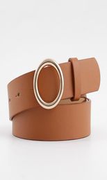 2020 Womens Belt Black White Brown Pink Wide Leather Belt Female Ladies Gold Metal Round Circle Belts for Women Trouser Dresses1363363