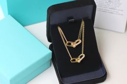 Top Quality free shipping Hot V gold diamond necklace Metal style modern style necklace