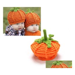 Caps Hats New Arrival Baby Pumpkin Cloghet Knitted Kids Po Props Infant Costume Winter 1Pc Drop Delivery Maternity Accessories Dhjuz