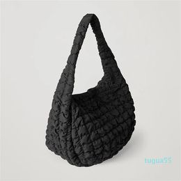 Evening Bags High Capacity Women's Quilted Black White Nylon Winter Vintage Crossbody