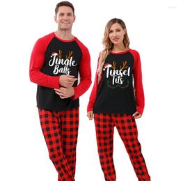 Women's Sleepwear Couple Matching Christmas Pyjamas Jngle Balls & Tinsel Tits Loungwear Black Set