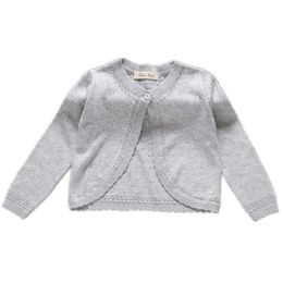 Cardigan Grey Plain Children Girls Cardigan Sweater for Kids Pink Cotton Girls Coat 1 2 3 4 6 8 10 11 Years Old Kids Clothes RKC175023 231206