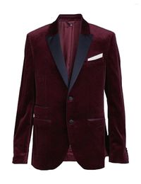 Men's Suits Blazer Suit Coat Velvet Two Button Party Tuxedo Jacket