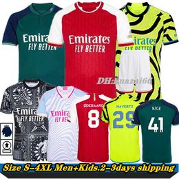 23 24 SAKA Gunners Soccer Jerseys G. JESUS ODEGAARD RICE HAVERTZ MARTINELLI SMITH ROWE THOMAS NKETIAH ZINCHENKO SALIBA TROSSARD Fan S-4XL Football Shirt Men Kids Kit