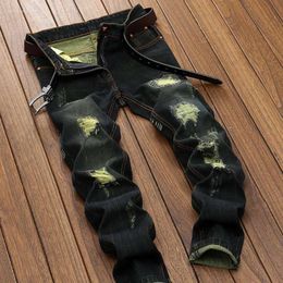 Jeans da uomo di marca da motociclista Design strappato Taglie forti Moda Rovina Dritto di alta qualità