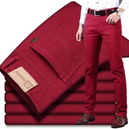 Jeans da uomo elastici per ragazzi primaverili e autunnali, versione coreana a gamba dritta, trendy, vestibilità slim, pantaloni lunghi casual da lavoro, pezzo unico per capelli