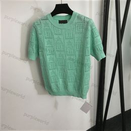 Summer Knitted Tops Womens Vintage Knitwear Hollow Short Sleeved Pullover Casual Sweater