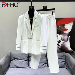Mens Tracksuits PFHQ High Quality Rivet Suit Jackets Personalized Design Two Piece Niche Solid Color Handsome Blazers Autumn 21Z2463 231206