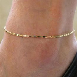 Anklets Fashion Gold Thin Chain Ankle Charm Anklet Leg Bracelet Foot Jewelry Adjustable Bracelets For Women Accessories233G
