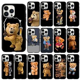 Cell Phone Cases Teddy Bear Couple Cartoon Frosted Phone Case for iphone 15 14 13 12 11 Pro MAX X XS Max XR Mini SE2022 6S 7 8 Plus Black Case J231206