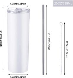 20oz sublimation skinny tumb stainless steel slim mugs tumbler straight tumblers vacuum insulated travel with Stain Ste straw ZZ