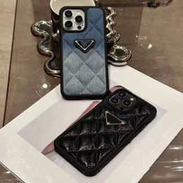 Designer Luxury Gradient Denim Diamond Check Phone Case iPhone 15 14 14Pro 14Plus 13 12 Mini 11 Pro X XS Max XR Luxury phone case