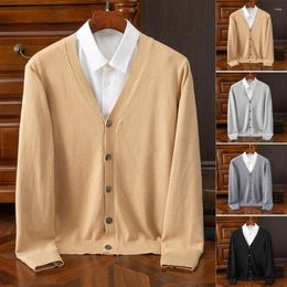 Men's Sweaters Knitted V-neck Cardigan V Neck Sweater Coat With Single-breasted Buttons Solid Colour Long Sleeve For Fall