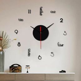 Wall Clocks 80CM DIY Quartz Acrylic 3D Big Decorative Mirror Stickers Oversize Clock Reloj De Pared198V