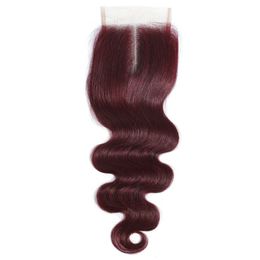 Indian Virgin Hair 27# 30# P4/27 Dark 99J 4X4 Lace Closure Body Wave Free Middle Part 12-24inch Top Closure Yiurbeauty