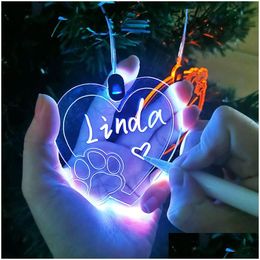 Christmas Decorations Acrylic Glowing Christmas Tree Hanging Decorations Colorf Glitter Custom Ornaments Drop Delivery Home Garden Fes Dhz9A