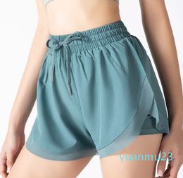 Women Sports Yoga Shorts Outfits High Waist Sportswear Breathable Fitness Wear Short Pants Girls Running Elastic With Inner Lining AL-