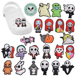 MOQ 20Pcs PVC Ghost Red Hair Zombie Monster Shoe Decoration Charm Buckle Accessories Clog Pins Buttons Decorations for Bands Bracelets
