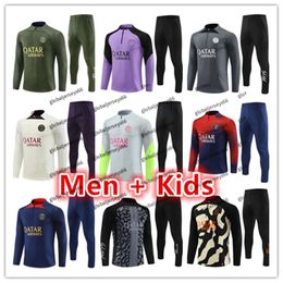 2023 2024 Paris Tracksuits Training Suit Chandal 22 23 24 Es Mbappe Kits Survetement Foot Tuta Jacket Retro Futbol Soccer Tracksuit Football _Tracksuit