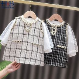 Girl's Dresses Interesting Bear Baby Dress Spring and Autumn Mesh Long sleeved+Sleeveless Plain Princess Dress 2 pieces of Preschool Clothing 2312306