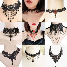 Chains Gothic Lace Neck Chain Clavicle Women's Simple Necklace Black Punk Collar Band Party Jewellery Wholesale