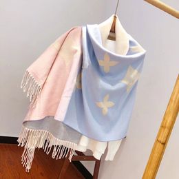 Long Gradient Cashmere Scarf Designers Shawl Designer Scarf for women Luxury Pashmina Shawl Muffler Neck Warmer Infinity Scarf 180*60cm Tassel Cowl