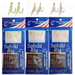 30Packs Lot Sabiki Rigs Fishing String Hook Silicone Soft Lure Souple Skirt Luminous Bead Artificial Bait305s