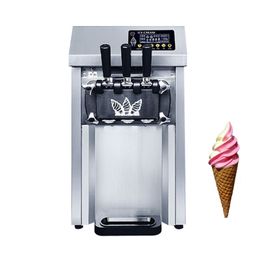 Soft Ice Cream Machine Commercial Countertop Ice Cream Maker Electric 3 Taste Sweet Cone Gelato Vending Machine