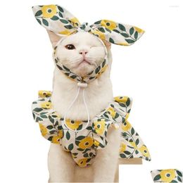 Dog Apparel Dogs Dress Pet Nice-Looking Fine Workmanship Fabric Charming Flower Printed Button Design Clothing For Daily Drop Delivery Dhlxk