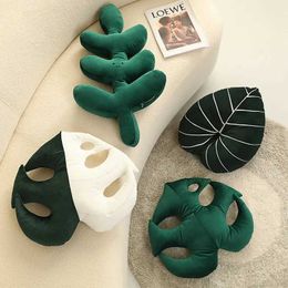 Cushion/Decorative Nordic Minimalist Style Lifelike Greens Plush Soft Monstera Plantain Leaves Cute Sprout Shaped Sofa Cushions Room Decor